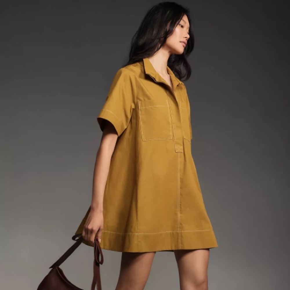 Maeve The Jeannie Mini Dress Mustard Yellow Size XS